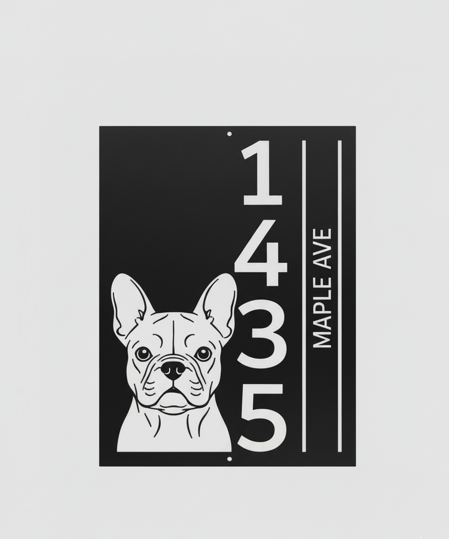 Personalized Dog Address Sign (Metal House Number Plaque)