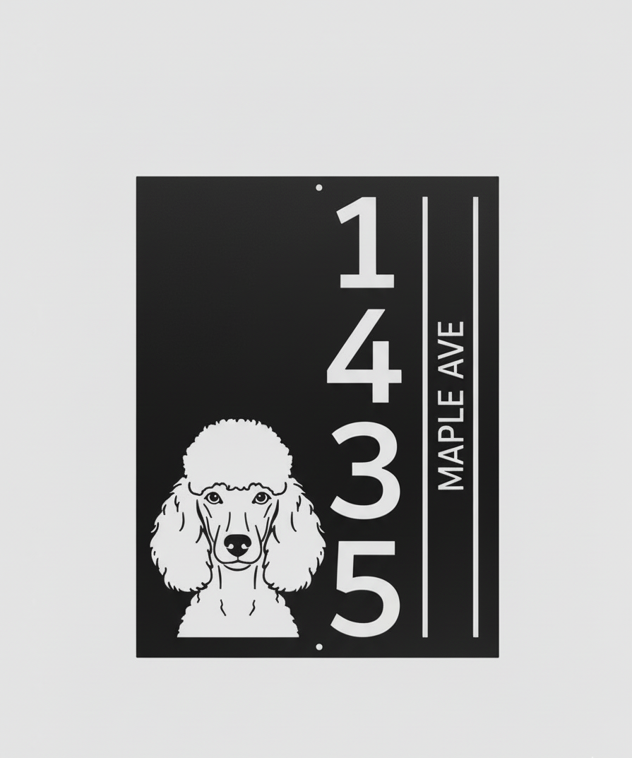 Personalized Dog Address Sign (Metal House Number Plaque)